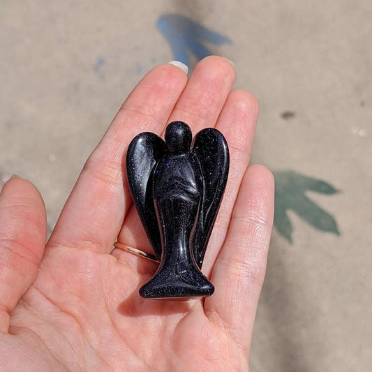 Polished Blue Goldstone Angel Carvings || Intuition || China-Nature's Treasures