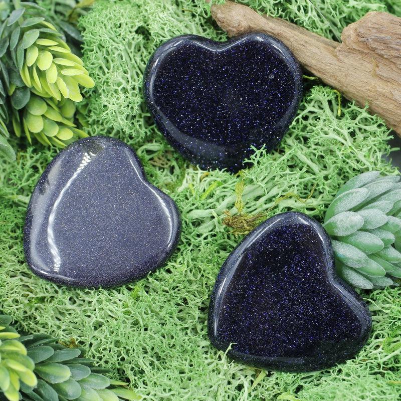 Polished Blue Goldstone Flat Pocket Hearts || Spiritual Connections, Communications || China-Nature's Treasures