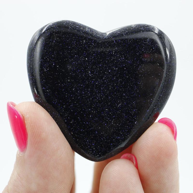 Polished Blue Goldstone Flat Pocket Hearts || Spiritual Connections, Communications || China-Nature's Treasures
