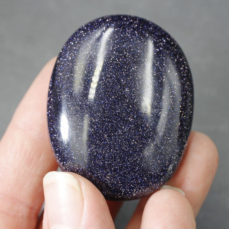 Polished Blue Goldstone Palm Stones || Spiritual Awakening || India-Nature's Treasures