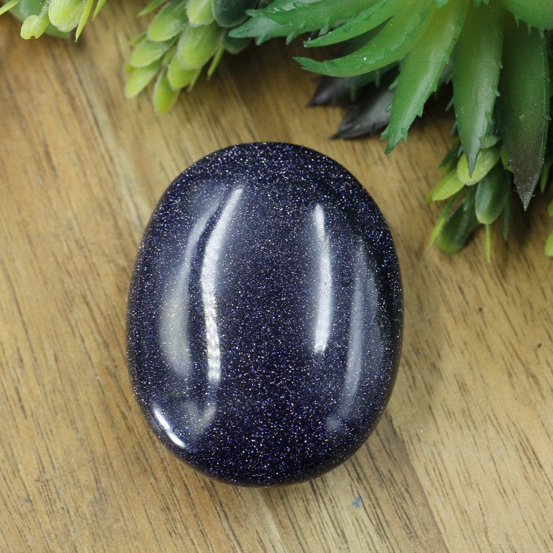 Polished Blue Goldstone Palm Stones || Spiritual Awakening || India