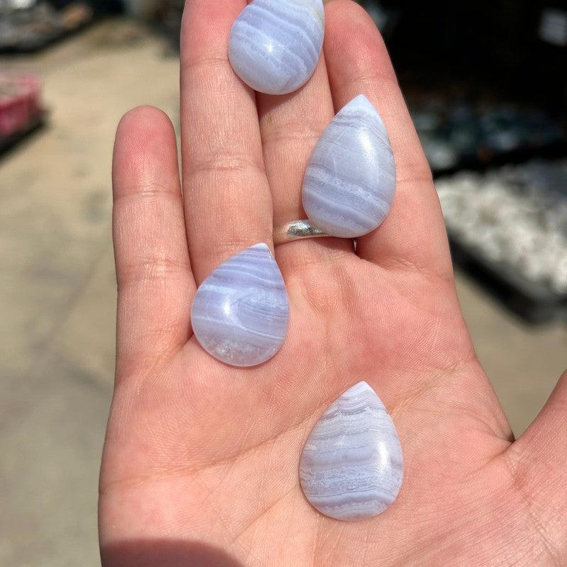 Polished Blue Lace Agate Tear Drop Cabochons || Africa-Nature's Treasures