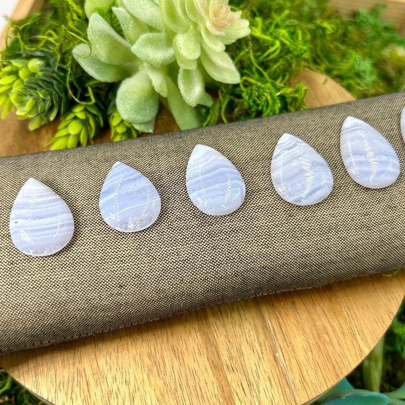 Polished Blue Lace Agate Tear Drop Cabochons || Africa-Nature's Treasures