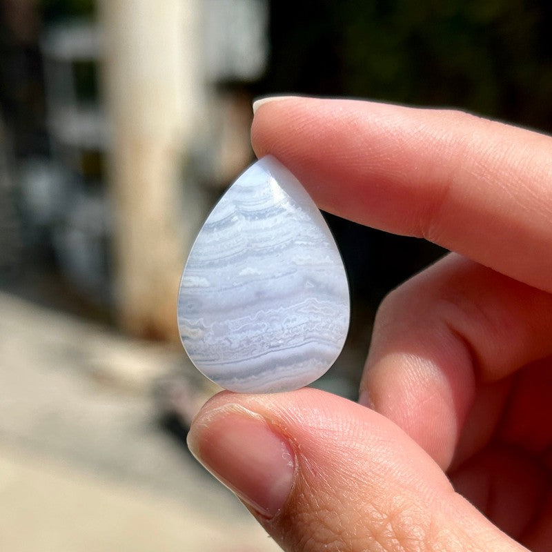 Polished Blue Lace Agate Tear Drop Cabochons || Africa-Nature's Treasures