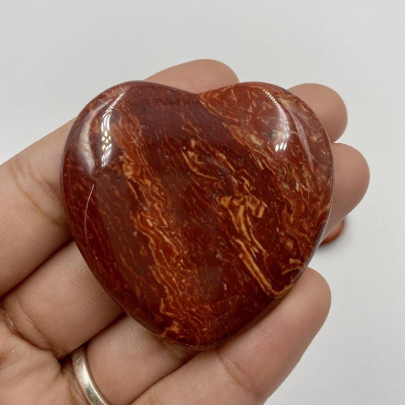 Polished Brecciated Red Jasper Flat Pocket Hearts || Grounding, Mental Clarity || India-Nature's Treasures
