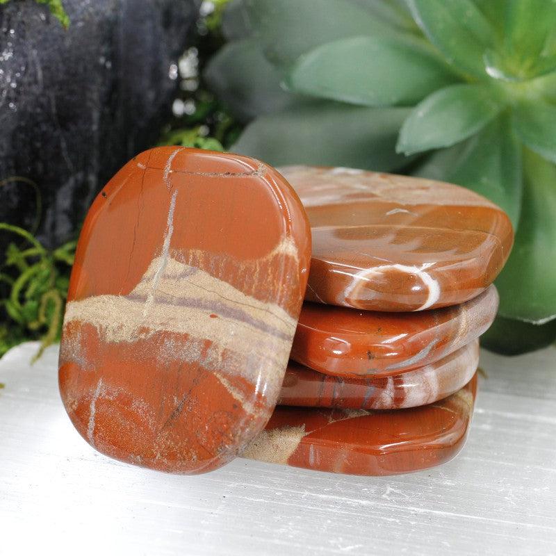 Polished Brecciated Red Jasper Large Flat Palm Stones || India-Nature's Treasures