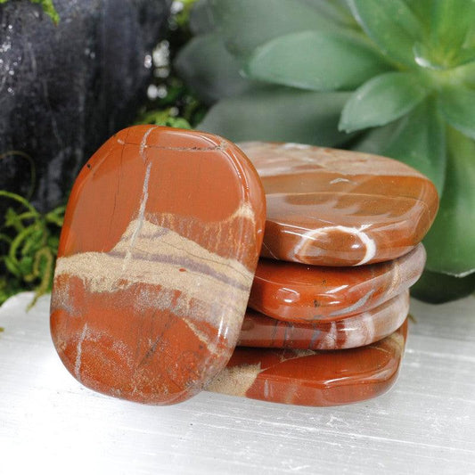 Polished Brecciated Red Jasper Large Flat Palm Stones || India-Nature's Treasures