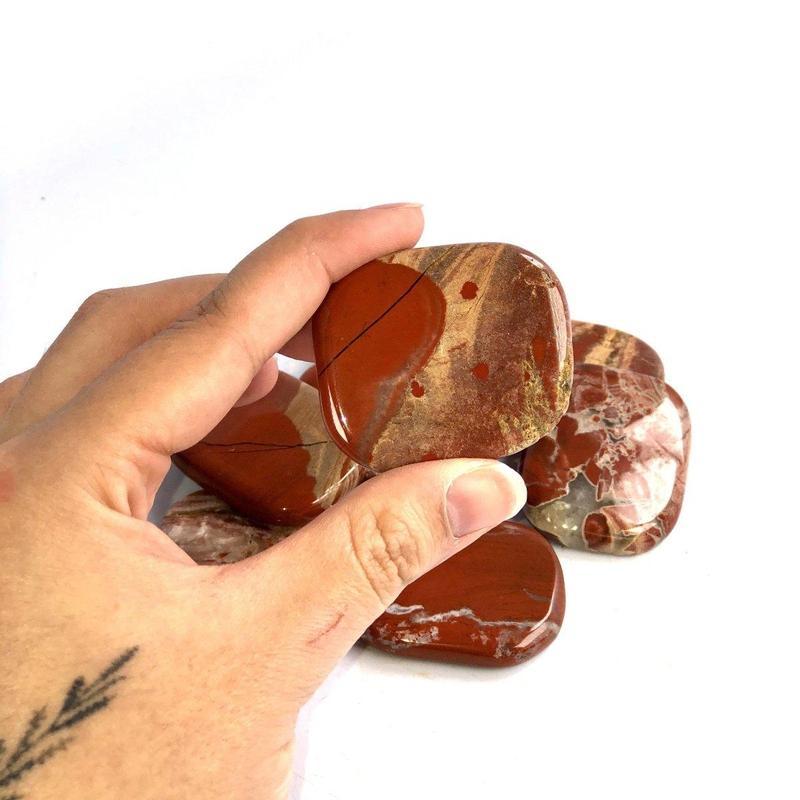 Polished Brecciated Red Jasper Large Flat Palm Stones || India-Nature's Treasures