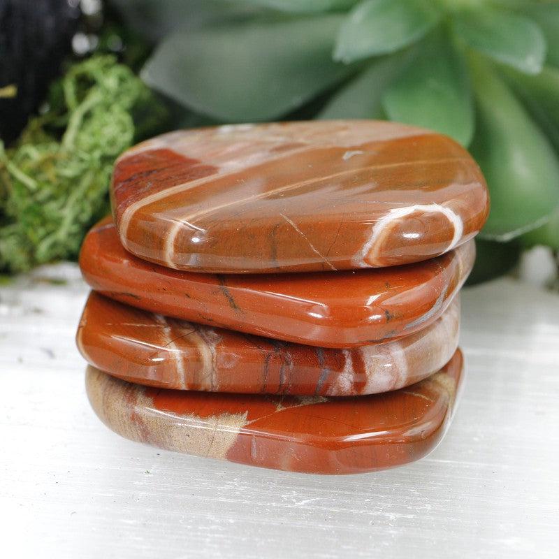 Polished Brecciated Red Jasper Large Flat Palm Stones || India-Nature's Treasures