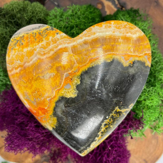 Polished Bumble Bee Jasper 80 MM Heart || Creativity, Passion || Indonesia-Nature's Treasures