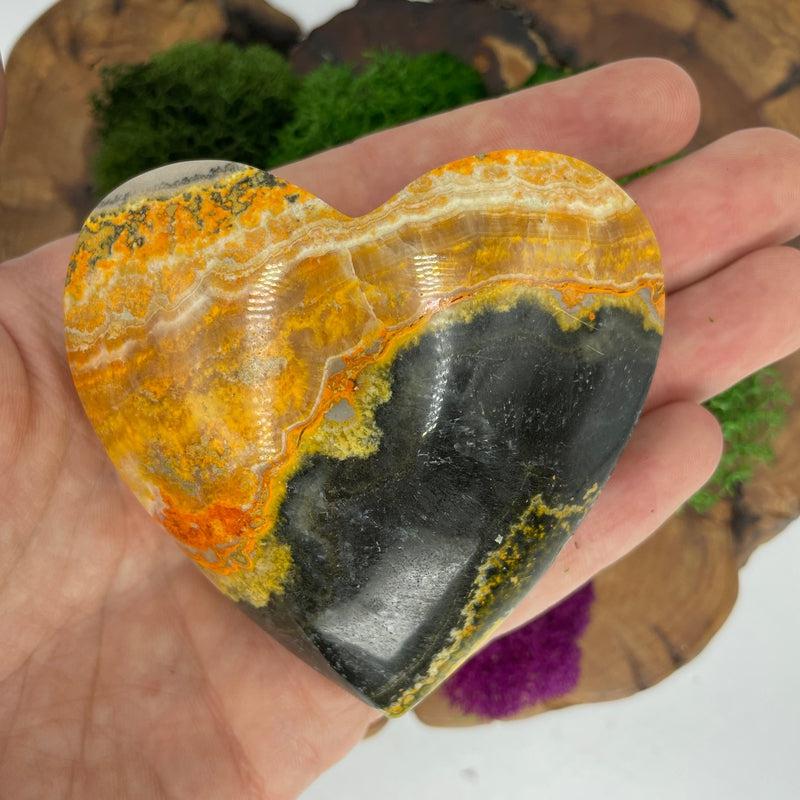 Polished Bumble Bee Jasper 80 MM Heart || Creativity, Passion || Indonesia-Nature's Treasures