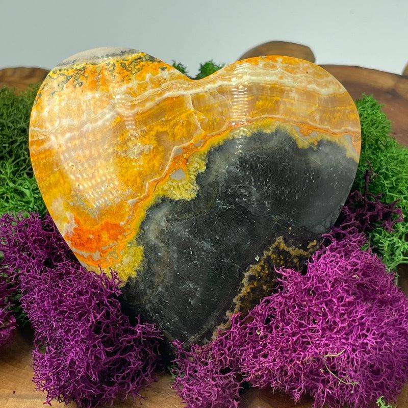 Polished Bumble Bee Jasper 80 MM Heart || Creativity, Passion || Indonesia-Nature's Treasures
