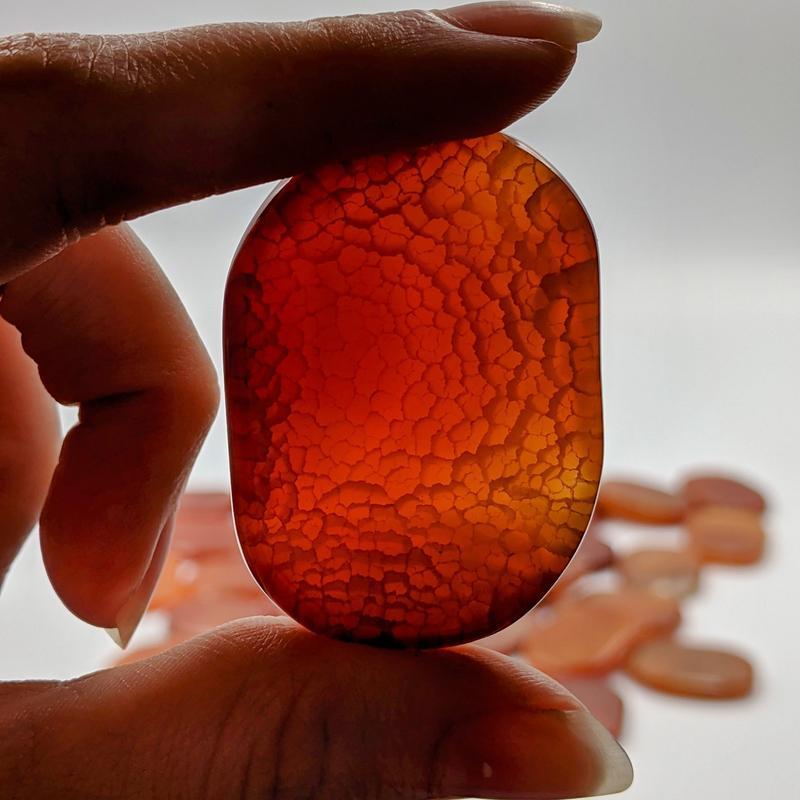 Polished Carnelian Fire Agate Flat Palm Stones || Creativity || China-Nature's Treasures