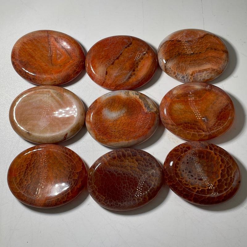 Polished Carnelian Fire Agate Worry Palm Stone || Grounding || Brazil-Nature's Treasures