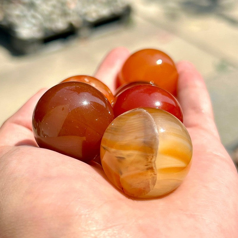 Polished Carnelian Sphere's || Creativity || Brazil-Nature's Treasures