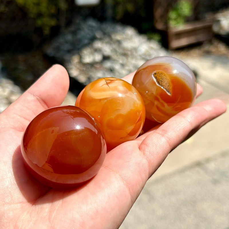 Polished Carnelian Sphere's || Creativity || Brazil-Nature's Treasures