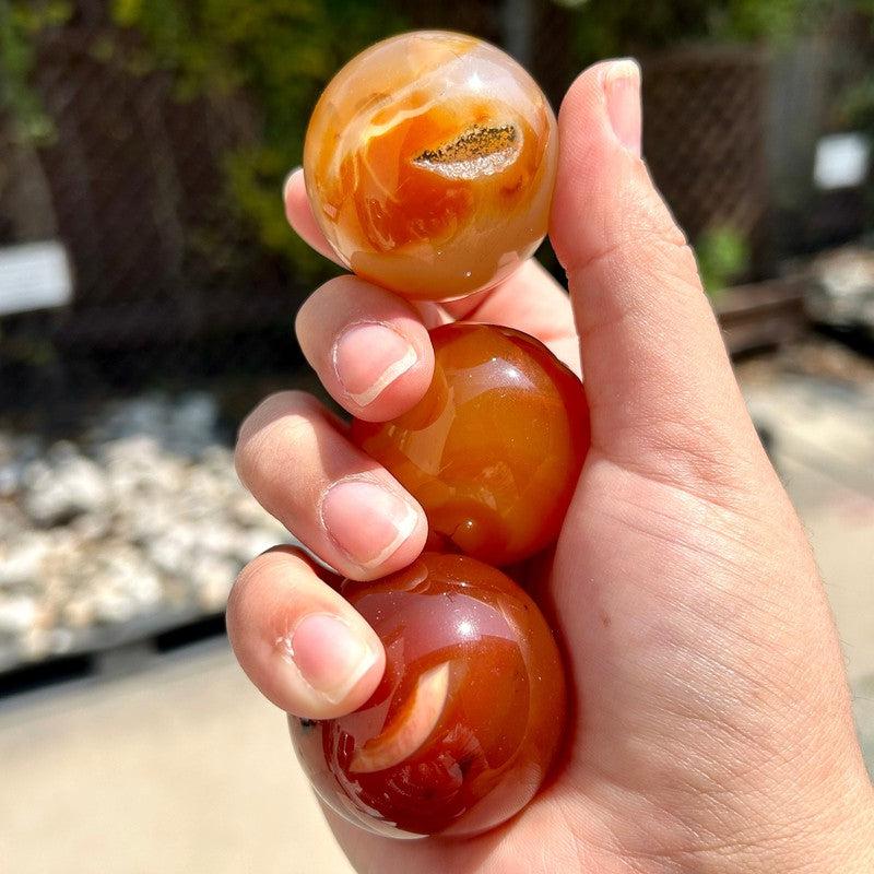 Polished Carnelian Sphere's || Creativity || Brazil-Nature's Treasures