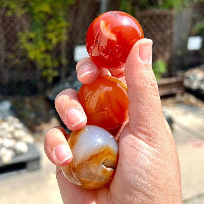 Polished Carnelian Sphere's || Creativity || Brazil-Nature's Treasures