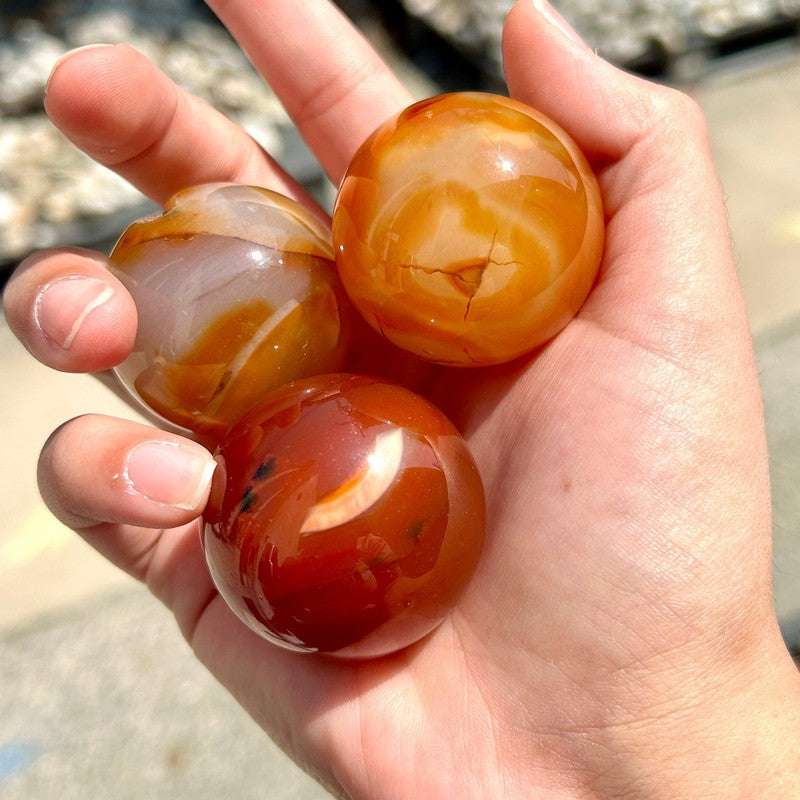 Polished Carnelian Sphere's || Creativity || Brazil-Nature's Treasures