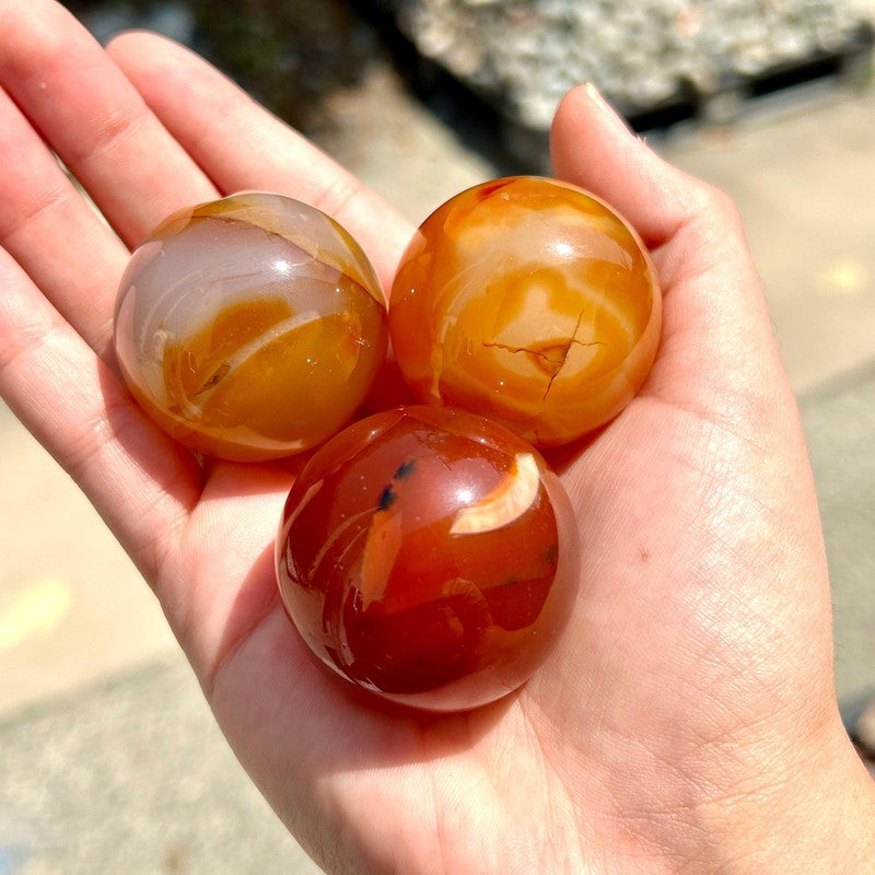 Polished Carnelian Sphere's || Creativity || Brazil-Nature's Treasures