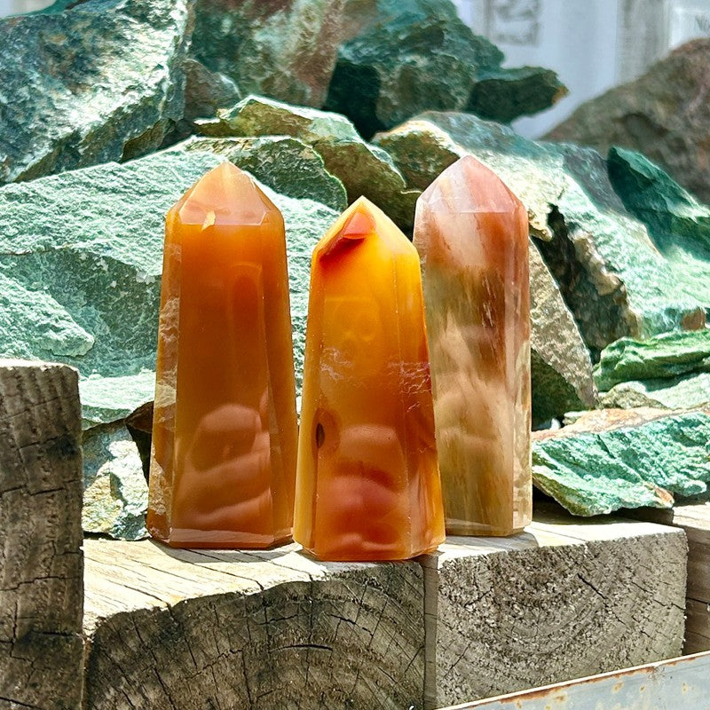 Polished Carnelian Tower Points || Creativity || Madagascar