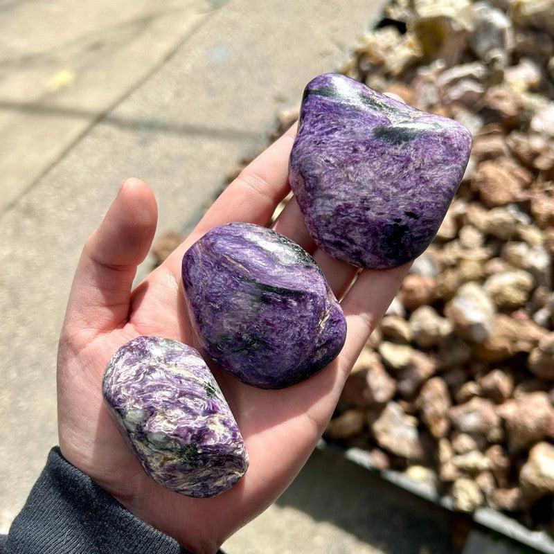 Polished Charoite Gallet Palm stone || Russia-Nature's Treasures