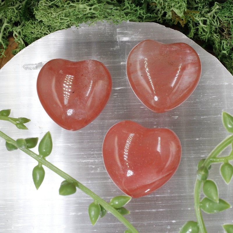 Polished Cherry Glass Pocket Hearts || USA-Nature's Treasures