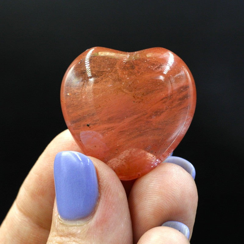 Polished Cherry Glass Pocket Hearts || USA-Nature's Treasures
