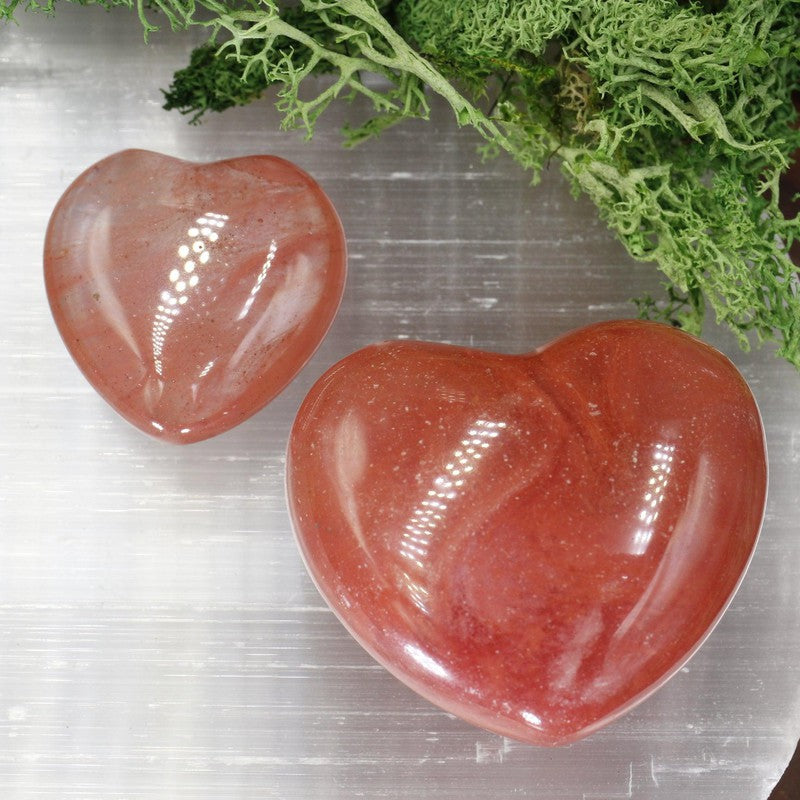 Polished Cherry Glass Pocket Hearts || USA-Nature's Treasures