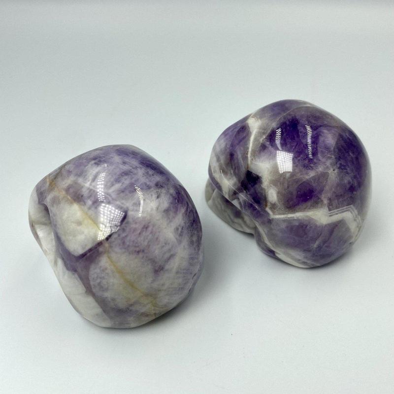 SHOW PRODUCT- Chevron Amethyst Skull Carvings || Brazil-Nature's Treasures