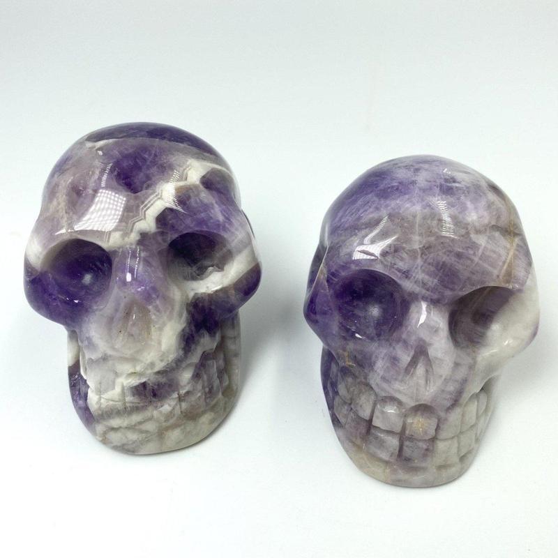 SHOW PRODUCT- Chevron Amethyst Skull Carvings || Brazil-Nature's Treasures