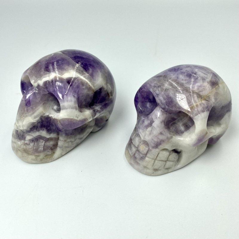 SHOW PRODUCT- Chevron Amethyst Skull Carvings || Brazil-Nature's Treasures