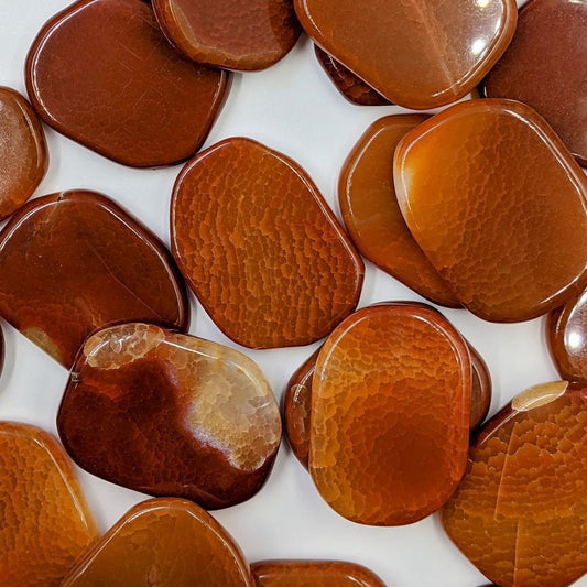 Polished Crab Carnelian Flat Palm Stones From China-Nature's Treasures