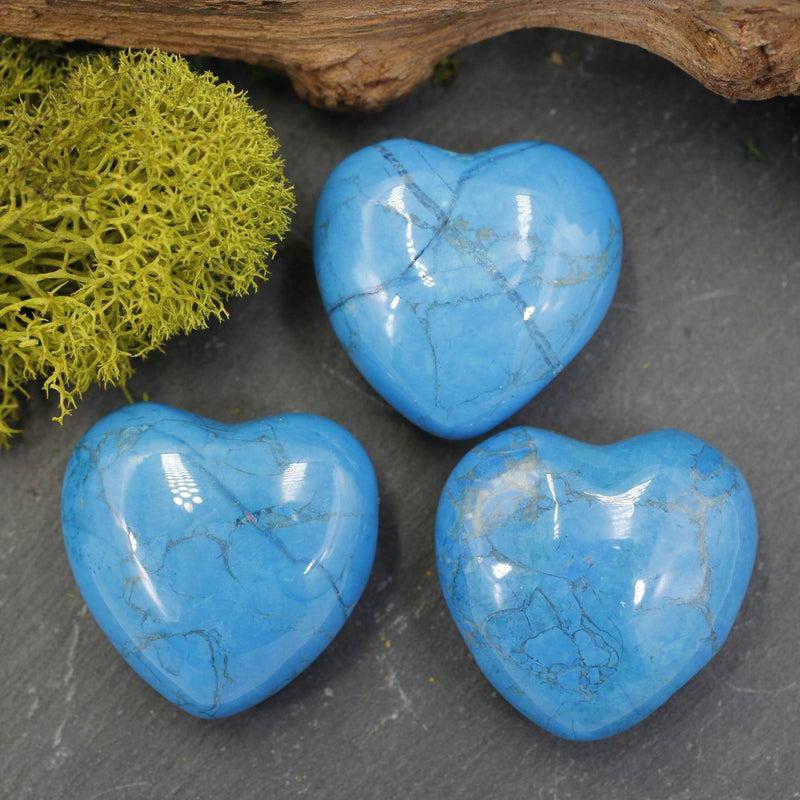 Polished Dyed Howlite Pocket Hearts || Awareness, Stress, Calmness || Canada-Nature's Treasures