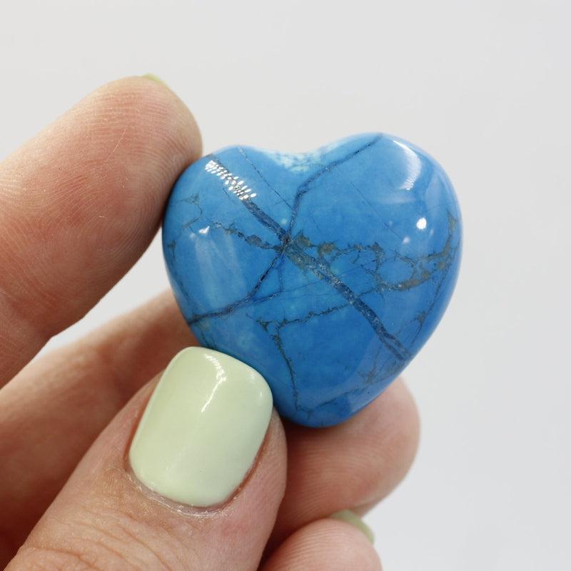 Polished Dyed Howlite Pocket Hearts || Awareness, Stress, Calmness || Canada-Nature's Treasures