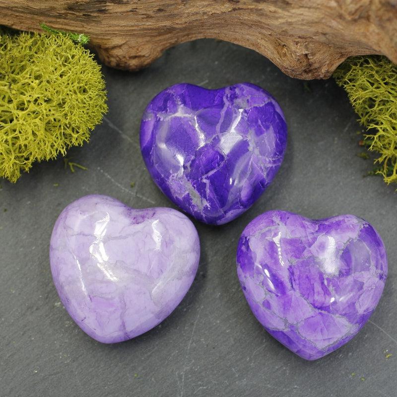 Polished Dyed Howlite Pocket Hearts || Awareness, Stress, Calmness || Canada-Nature's Treasures