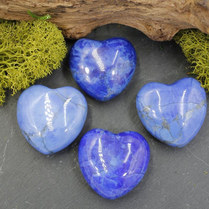 Polished Dyed Howlite Pocket Hearts || Awareness, Stress, Calmness || Canada-Nature's Treasures