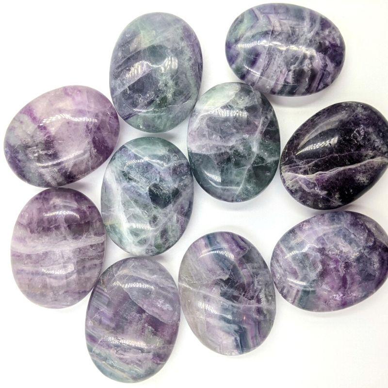 Polished Fluorite Palm Stones || Mental Clarity || China-Nature's Treasures