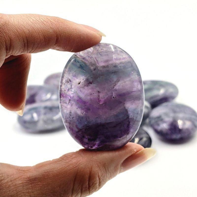 Polished Fluorite Palm Stones || Mental Clarity || China-Nature's Treasures