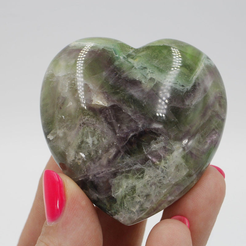 Polished Fluorite Puff Hearts || Clarity, Aura Cleanser || China-Nature's Treasures