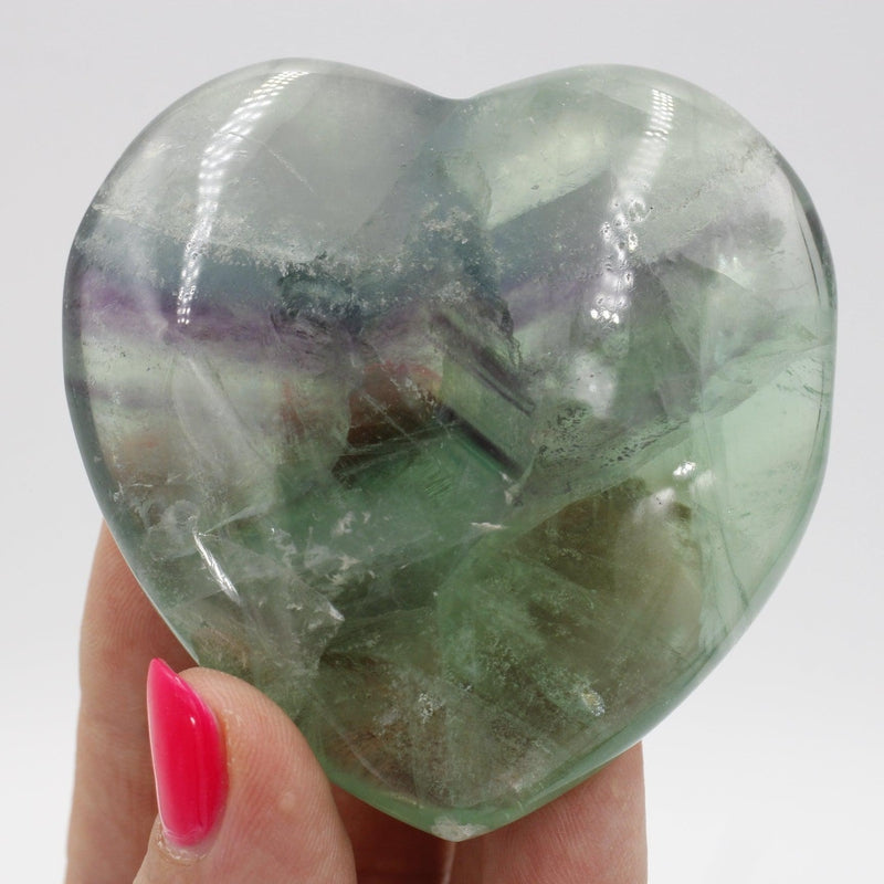 Polished Fluorite Puff Hearts || Clarity, Aura Cleanser || China-Nature's Treasures