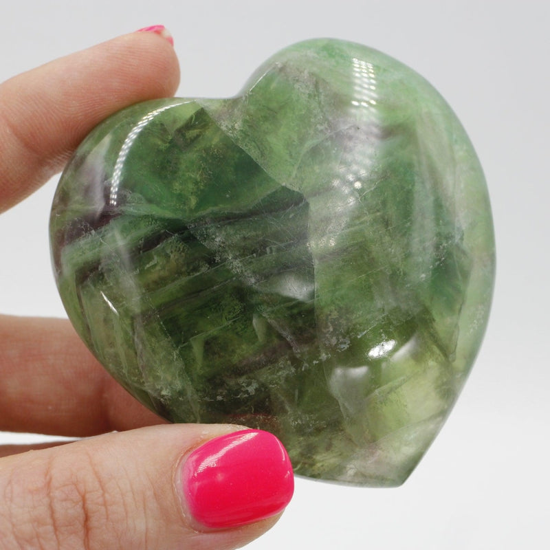 Polished Fluorite Puff Hearts || Clarity, Aura Cleanser || China-Nature's Treasures