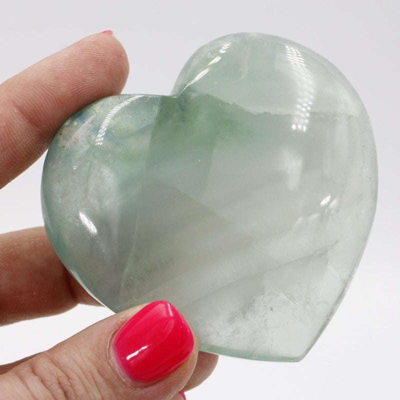 Polished Fluorite Puff Hearts || Clarity, Aura Cleanser || China-Nature's Treasures