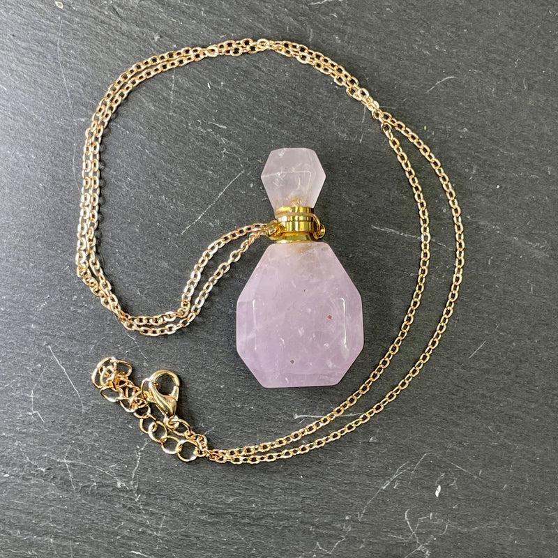 Polished Gemstone Perfume Bottle Necklaces || Aroma Oil Bottles-Nature's Treasures