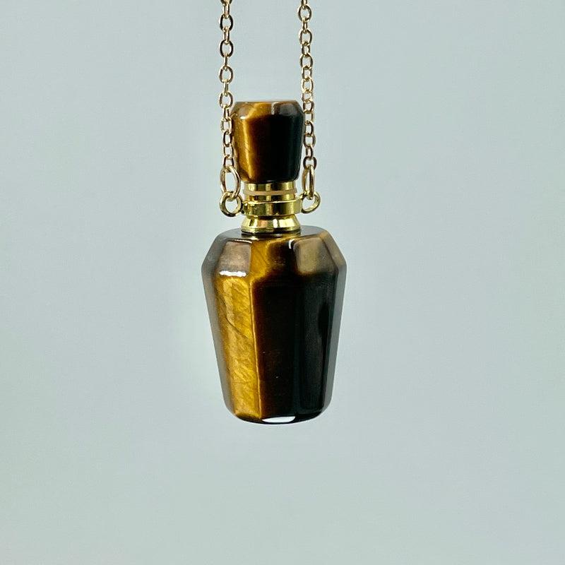 Polished Gemstone Perfume Bottle Necklaces || Aroma Oil Bottles-Nature's Treasures