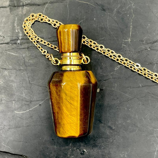 Polished Gemstone Perfume Bottle Necklaces || Aroma Oil Bottles-Nature's Treasures