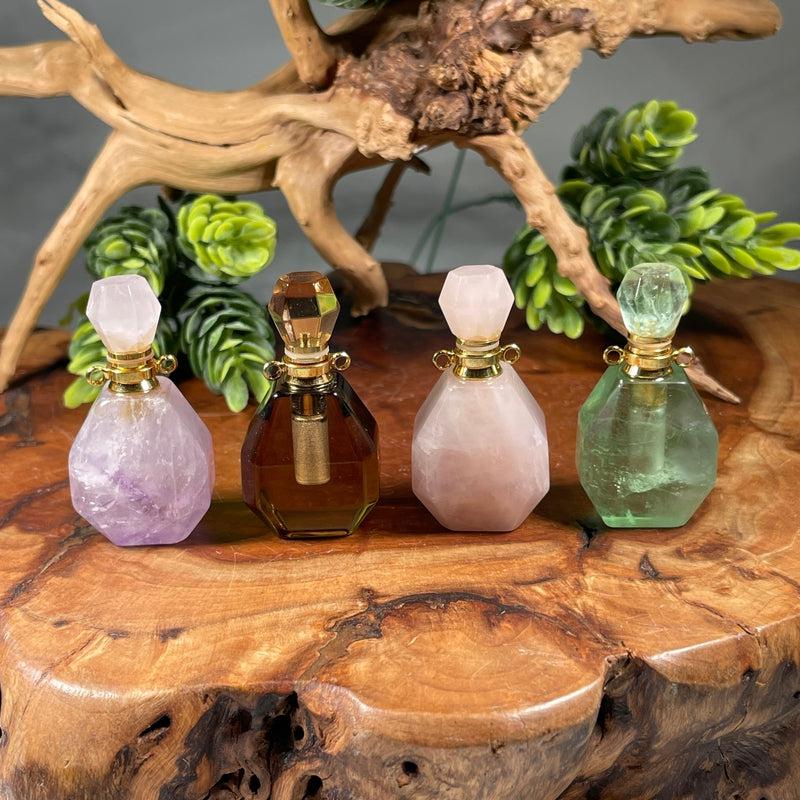 Polished Gemstone Perfume Bottle Necklaces || Aroma Oil Bottles-Nature's Treasures
