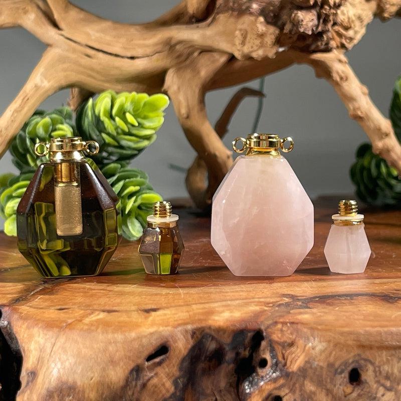Polished Gemstone Perfume Bottle Necklaces || Aroma Oil Bottles-Nature's Treasures