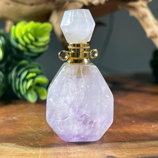Polished Gemstone Perfume Bottle Necklaces || Aroma Oil Bottles-Nature's Treasures
