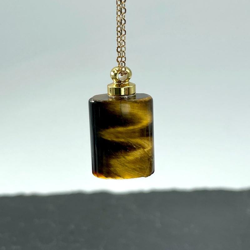 Polished Gemstone Perfume Oil Bottle Necklace || Aroma Oil Bottles || Brazil-Nature's Treasures